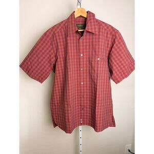 Ermenegildo Zegna Plaid Button Shirt Red Short Sleeve Men’s M Italy